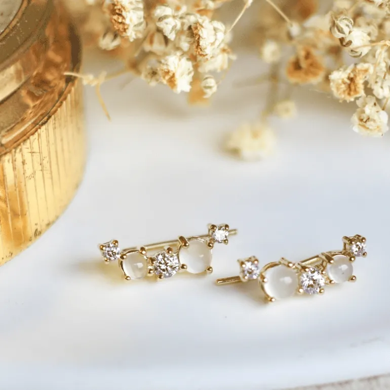 Perrine et Antoinette Boucles D'oreilles Empierrées | Chemins D'oreilles^BOUCLES AMBRE